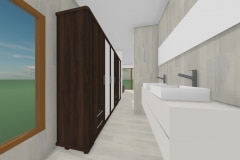 Vista baño suite     103 m2Casa mediterranea prefabricada en U