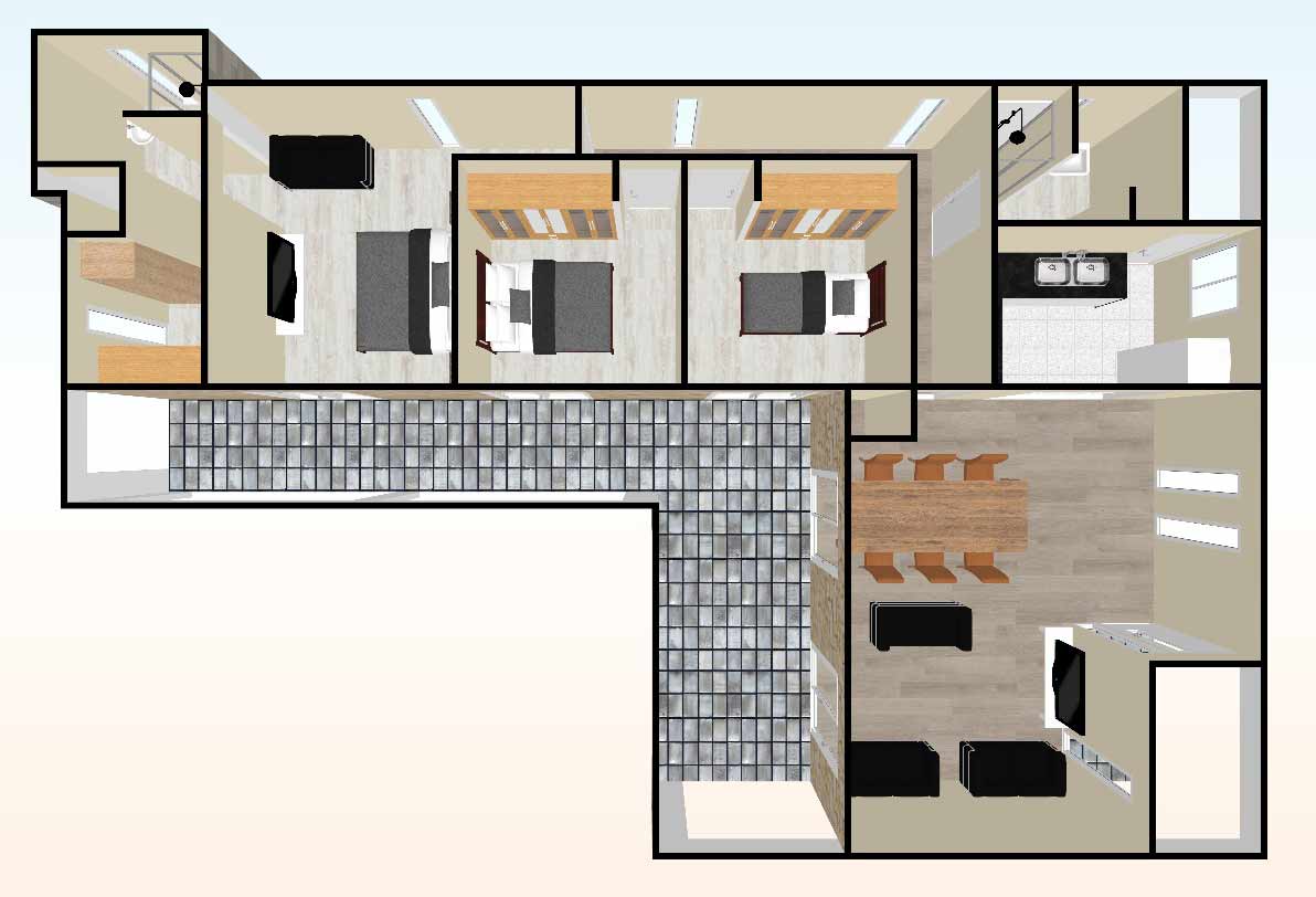 planta-3d-Casa-prefabricada-mediterranea-90m2-con-terraza